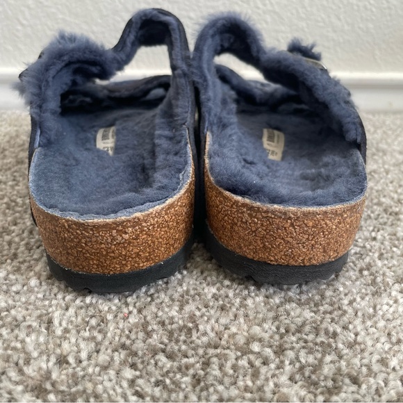 Birkenstock Arizona shearling lined sandals men’s size 10 blue Nubuck Leather - Picture 5 of 11